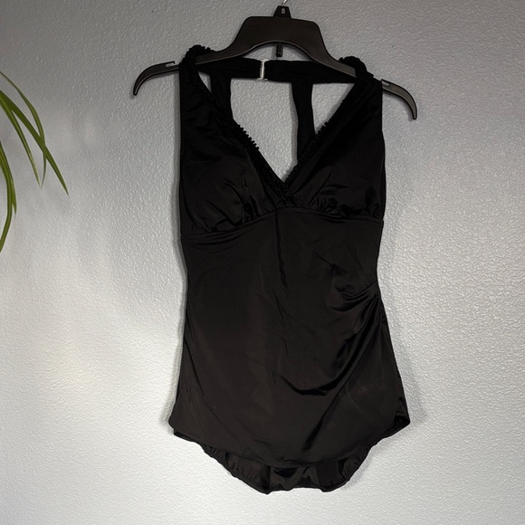 WHITE STAG Black one piece swimsuit. Full coverage with half skirt. Sz.1x/16. - Picture 2 of 14